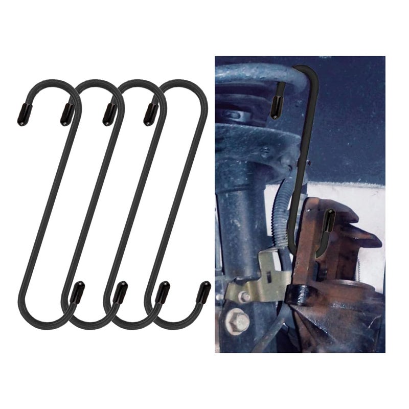 GLSOWEE Car Brake Caliper Hooks, Auto Brake Caliper Hangers with Rubber Tips, Universal Durable & Rust-Proof Automotive Tools for Braking, Axle, Bearing, Suspension Work (Black, 4 pcs) - Image 1